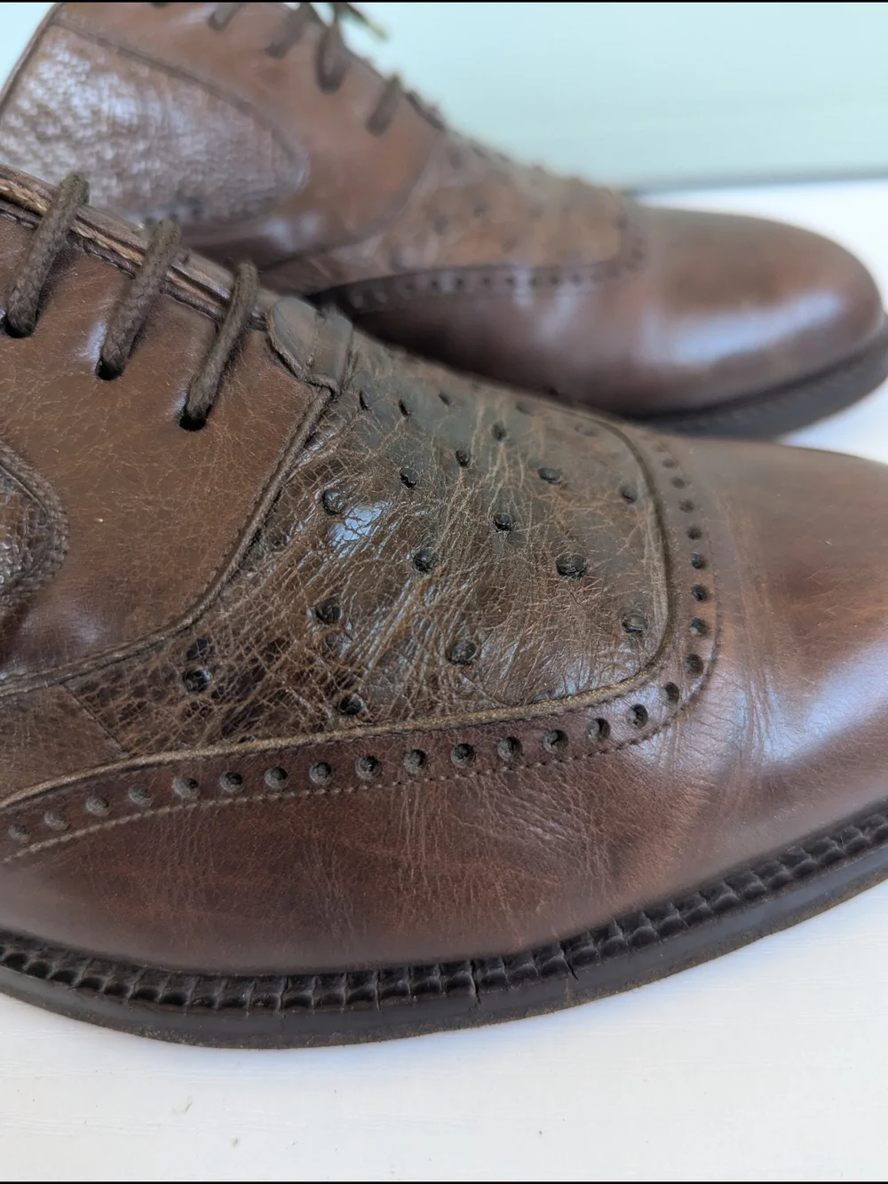 Mezlan oxford dress shoes featuring an exotic multi- material textured construct